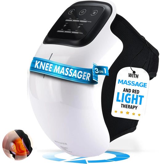 Knee Massager Smart Red Light and Massage Therapy for Swelling Stiff Joints Stretched Ligament and Muscles Injuries Gifts